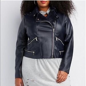 Yoki Moto Navy Jacket Fleece Lined Zip Pockets 2X